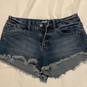 Guess Dark Blue Distressed Denim Cutoff Shorts